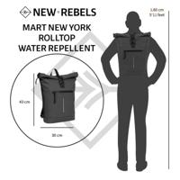 New Rebels Mart New York Zwart 21L Rugzak Rolltop Waterafstotend Laptop 15.6" - thumbnail