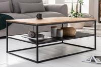 industrieele salontafel APPARTEMENT 95cm massief hout geolied eiken met plank metalen frame zwart - 41579 - thumbnail