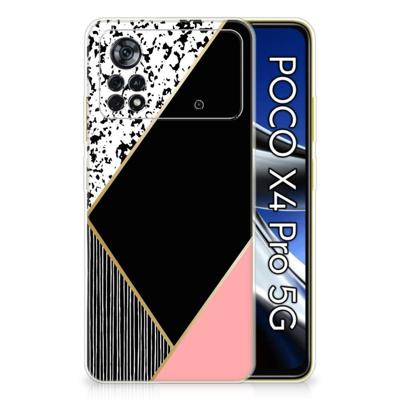Xiaomi Poco X4 Pro 5G | TPU Hoesje | Zwart Roze Vormen