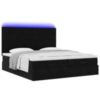 Ottoman bed met matrassen en LED's 160x200cm fluweel zwart - thumbnail
