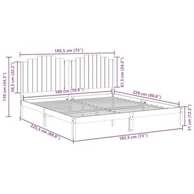 Bedframe extra lang zonder matras massief hout 180x220 cm