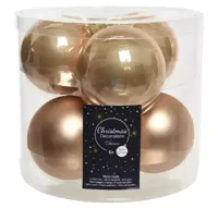 Decoris kerstballen glas 6st toffee 8cm - thumbnail