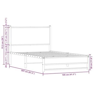Bedframe zonder matras metaal sonoma eikenkleurig 100x200 cm Bedframe zonder matras metaal sonoma eikenkleurig 100x200 cm