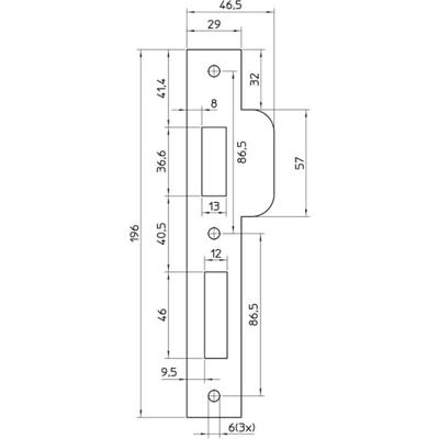 Nemef sluitplaat tbv tonrolslot - 689 - korte lip