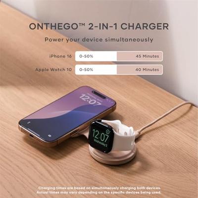 Satechi OntheGo 2-in-1 wireless oplader (15W) - Desert Rose - thumbnail