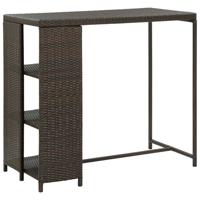 Bartafel met opbergrek 120x60x110 cm poly rattan bruin - thumbnail