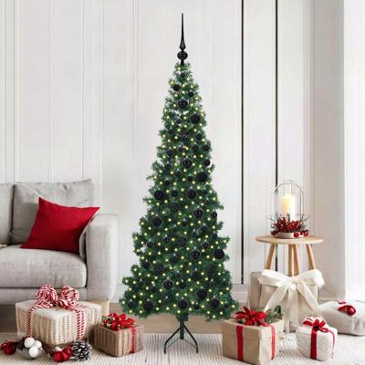 VidaXL Hoek kunstkerstboom met 300 led groen 180 cm pvc en metaal