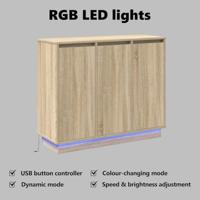 LED Sideboard Sonoma Eiken 90 x 32 x 75 cm Bewerkt hout - thumbnail