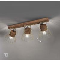 Just Light PlafondlampAlami bruin messing 3-lichts - 11488-60 - thumbnail