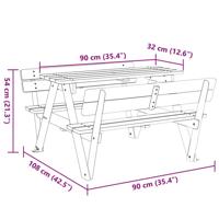 Picknicktafel voor 4 kinderen met parasolgat massief vurenhout - thumbnail