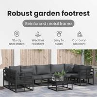 Tuinbankenset met kussen 8 pcs Zwart Aluminium - thumbnail