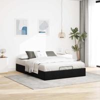 Ottoman bedframe zonder matras 140x190 cm fluweel zwart - thumbnail