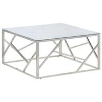 Salontafel roestvrijstaal en gehard glas zilverkleurig - thumbnail
