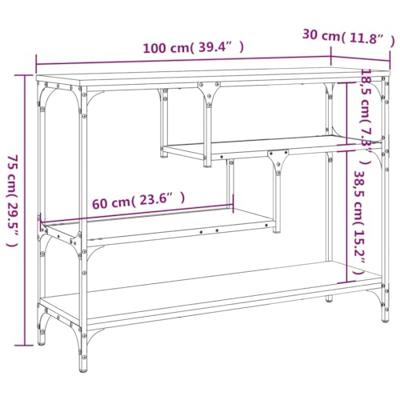 Wandtafel 100x30x75 cm bewerkt hout zwart