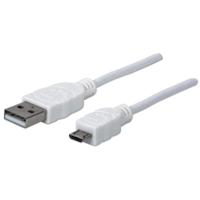 Manhattan USB-kabel USB 2.0 USB-A stekker, USB-micro-B stekker 1.00 m Wit UL gecertificeerd 323987 - thumbnail
