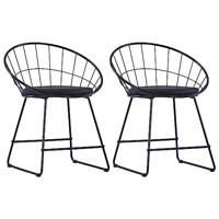 VidaXL Eetkamerstoelen met kunstleren zittingen 2 st staal zwart - thumbnail
