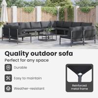 Tuinbankenset met kussen 13 pcs Zwart Staal - thumbnail