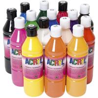 Acryl Verf, diverse kleuren, 15x500 ml/ 1 doos - thumbnail
