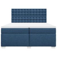Boxspring met matras stof blauw 200x200 cm - thumbnail