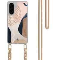 Samsung Galaxy A56 hoesje met beige koord - Abstract dots - thumbnail