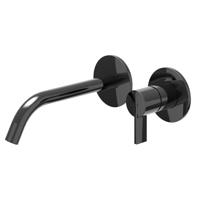 IVY Pact Wastafelmengkraan - 2-gats - met inbouwdeel - wandmontage - gebogen uitloop - coldstart - Zwart chroom PVD 6101357/6199001 - thumbnail