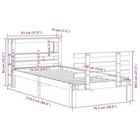 Bedframe met hoofdbord massief grenenhout wasbruin 75x190 cm - thumbnail