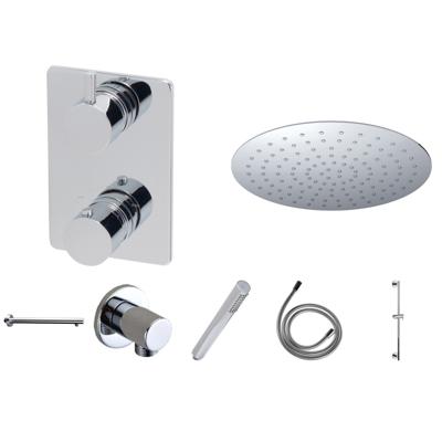 Thermostatische Inbouw Regendouche Set Wiesbaden Type 119 Wandarm Ufo 20 cm Rond Glijstang incl. Inbouwdeel