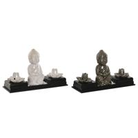 Verbrander Home ESPRIT Keramisch Hout MDF Boeddha 24 x 8 x 14 cm (2 Stuks) - thumbnail