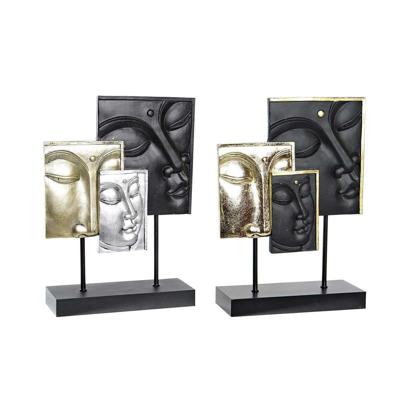 Decoratieve figuren DKD Home Decor Zwart Gouden Boeddha Orientaals 22,5 x 8 x 30,7 cm (2 Stuks)