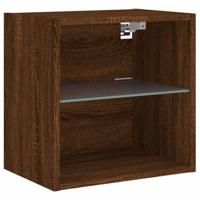 Nachtkastjes met LED's 2 st wandgemonteerd bruineikenkleurig - thumbnail