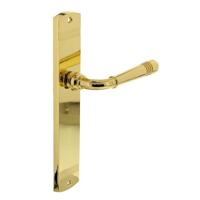 Intersteel Deurklink Helena op schild 235x45x8 mm blind messing gelakt - thumbnail