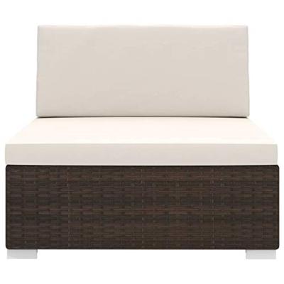 Middenbank 1 st met kussens poly rattan bruin