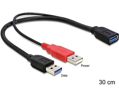 Delock 83176 USB-kabel USB 3.2 Gen1 USB-A stekker, USB-A bus 0.30 m Zwart Vergulde steekcontacten, UL gecertificeerd