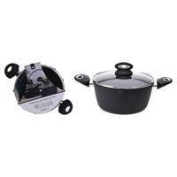 Excellent Houseware braadpan met deksel 24 cm gesmeed aluminium - thumbnail