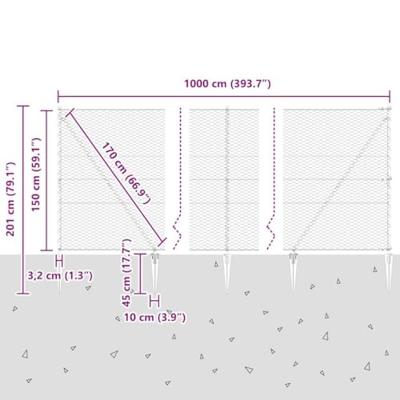 VidaXL Afrasteringspaal groen 10 x 1,5 m (36 mm gaas) staal en pvc