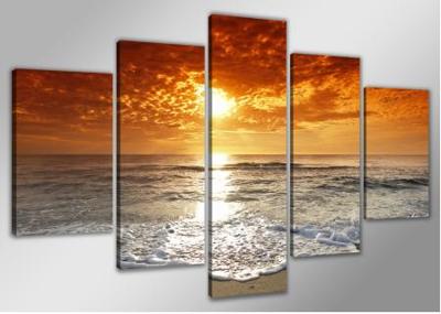 Schilderij- Strand zonsondergang , 200x100cm