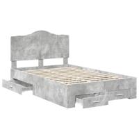Bedframe met hoofdeinde Beton Grijs 120 x 190 cm Bewerkt hout - thumbnail