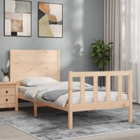 Bedframe met hoofdbord massief hout - thumbnail