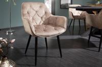 Design stoel MILANO champagne fluweel met Chesterfield quilting - 41178 - thumbnail