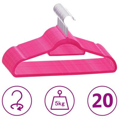 VidaXL 20-delige kledinghangerset anti-slip fluweel roze VidaXL 20-delige kledinghangerset anti-slip fluweel roze