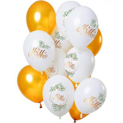 Ballonnen Bruiloft &apos;Mr & Mrs&apos; Premium (12st)
