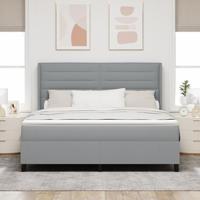 Boxspring bed met matras Lichtgrijs 180 x 200 cm Stof - thumbnail