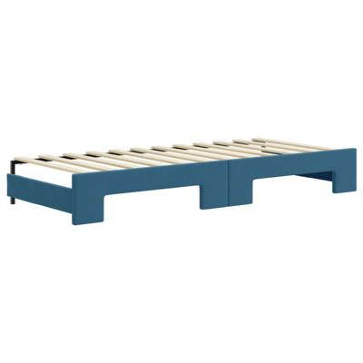 Slaapbank met onderschuifbed 80x200 cm fluweel blauw