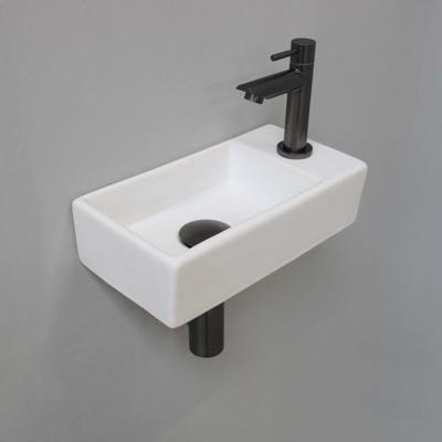 INK Versus Fonteinset - 36x18x9cm - wasbak links - porselein Mat wit/metal black 1805364