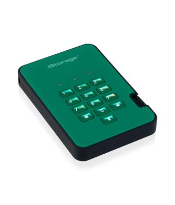 iStorage diskAshur2 SSD 8TB Groen - Veilige draagbare Solid State Drive - Beveiligd met een wachtwoord - Stofdicht en waterdicht - Hardwarematige versleuteling