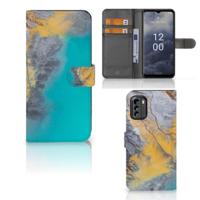 Nokia G60 | Bookcase | Marble Blue Gold - thumbnail