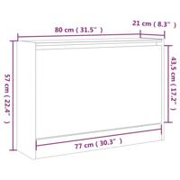 Schoenenkast 80x21x57 cm bewerkt hout bruineikenkleurig - thumbnail