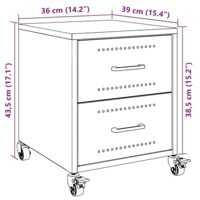 Nachtkastje 36x39x43,5 cm staal roze