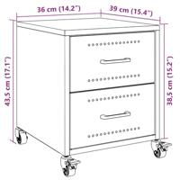 Nachtkastje 36x39x43,5 cm staal roze - thumbnail