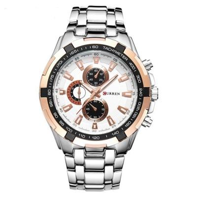 CURREN 8023 mannen RVS analoge sport quartz horloge (zilver geval gouden gezicht)